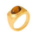 Stylish Gold Tiger Eye Gemstone Ring – Durable Plated Fashion Accessory