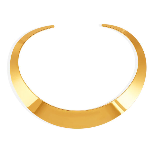 Bold Gold Plated Choker Necklace for Women - Statement Collar Necklace, Modern Minimalist Design