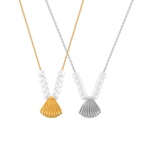 Seashell Charm & Pearl Dainty Necklace - Gold & Silver Tone Options - Beach Jewelry
