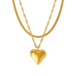 Gold Plated Heart Pendant Layered Necklace for Women