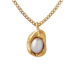 Freshwater Pearl Organic Gold Pendant Necklace – Dainty & Unique Jewelry Gift for Women