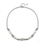 Men’s Iced Out Skull Cross Pearl Necklace – Hip Hop Chain with Zirconia Accents
