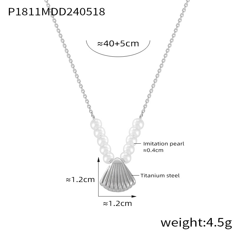 Seashell Charm & Pearl Dainty Necklace - Gold & Silver Tone Options - Beach Jewelry - 主图-7-1 