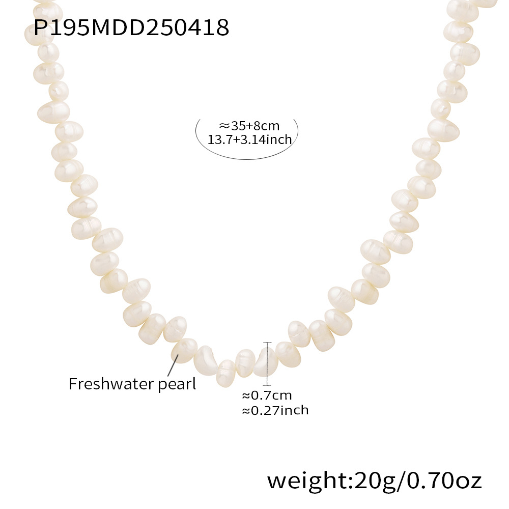 Natural Irregular Freshwater Pearl Choker Necklace - Dainty & Elegant Beaded Chain - 主图-7-3 