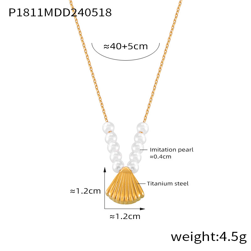 Seashell Charm & Pearl Dainty Necklace - Gold & Silver Tone Options - Beach Jewelry - 主图-8-1 