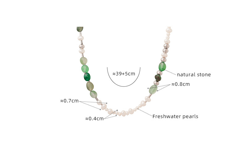 Natural Green Agate & Freshwater Pearl Beaded Necklace - Sterling Silver Accents - 详情-15-1 