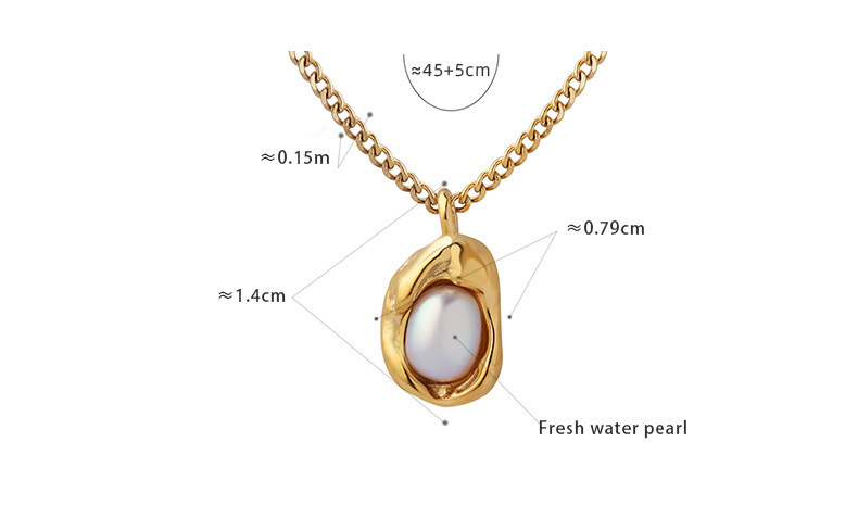 Freshwater Pearl Organic Gold Pendant Necklace - Dainty & Unique Jewelry Gift for Women - 详情-15-12 