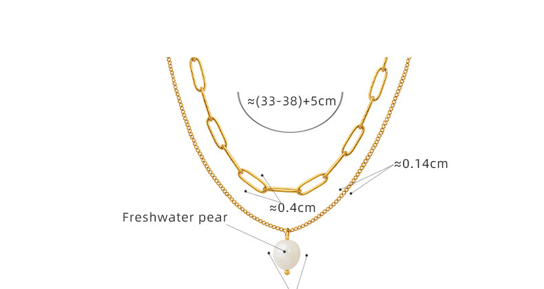 Layered Silver Paperclip Chain & Pearl Pendant Necklace - Modern Dainty Set for Women - 详情-15-14 