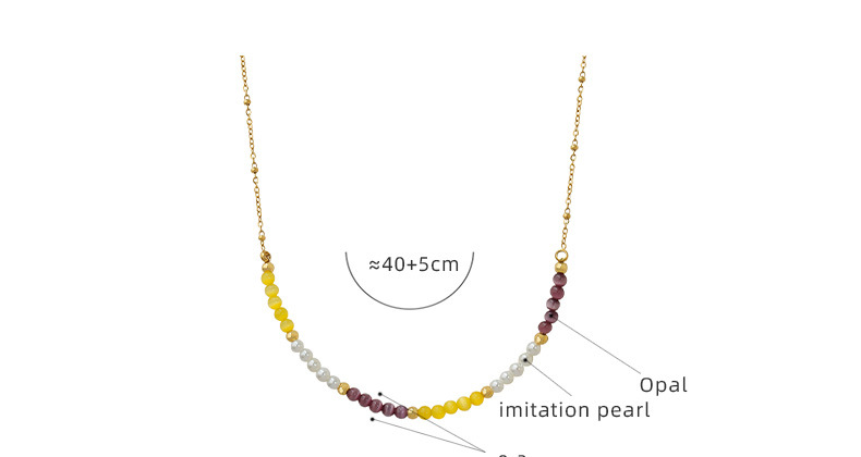 Ombre Gemstone & Pearl Dainty Necklace - Yellow, Purple & White Beaded Gold Chain - 详情-15-2 