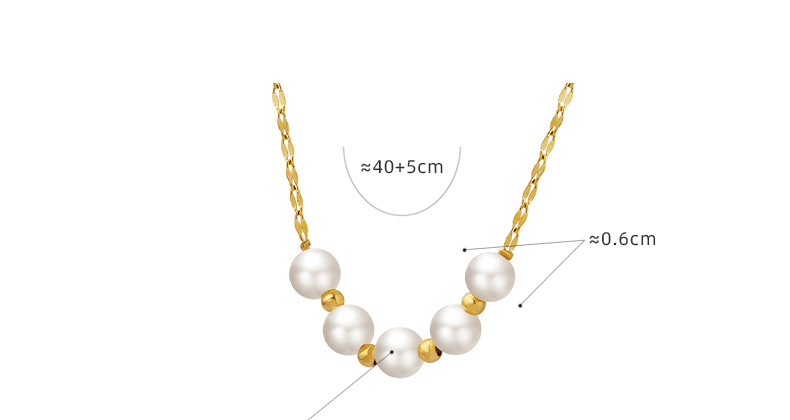 Elegant Gold Tone Chain Necklace with White Faux Pearls & Gold Beads - Dainty & Classic Design - 详情-15-4 