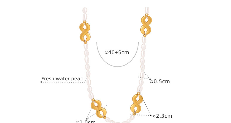 Freshwater Pearl Necklace with 18K Gold Plated Infinity Links - Long Station Necklace - 详情-15-6 