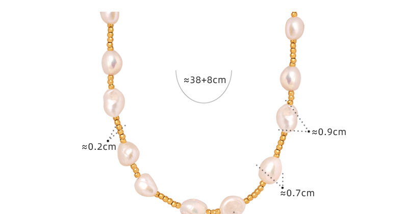 Freshwater Pearl & Gold Bead Choker Necklace - Dainty Beaded Jewelry for Women - 详情-3-1 