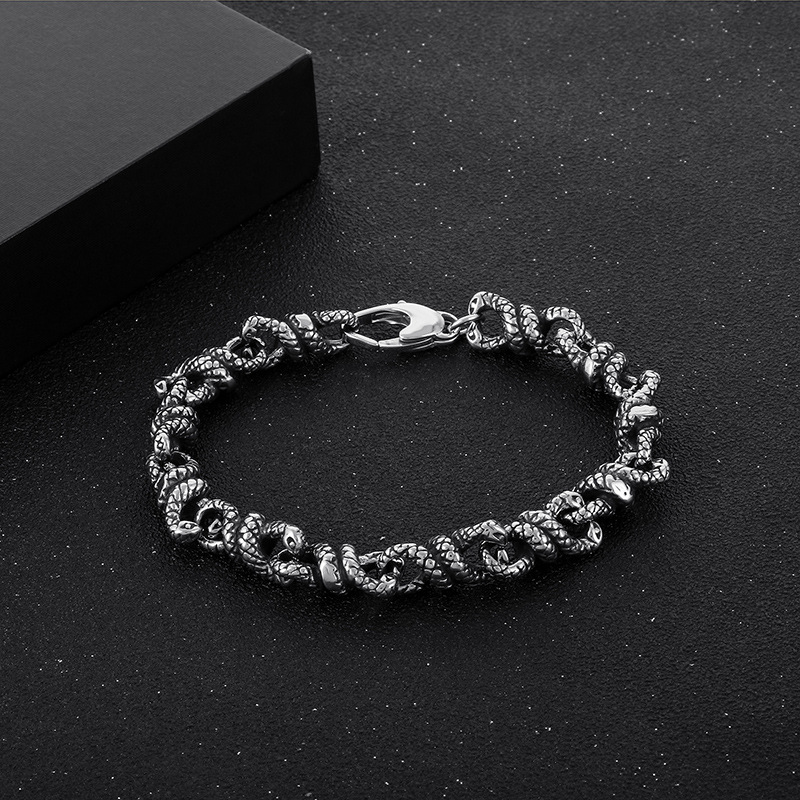 Unique Men's Stainless Steel Link Bracelet - Durable & Stylish Snake Chain - 详情-3 