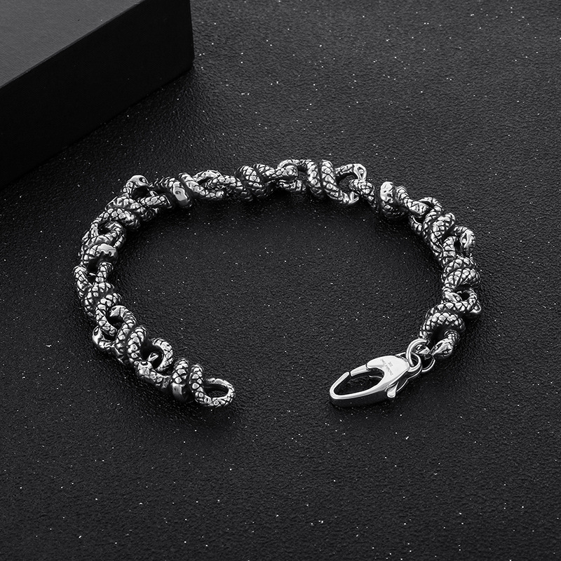 Unique Men's Stainless Steel Link Bracelet - Durable & Stylish Snake Chain - 详情-4 