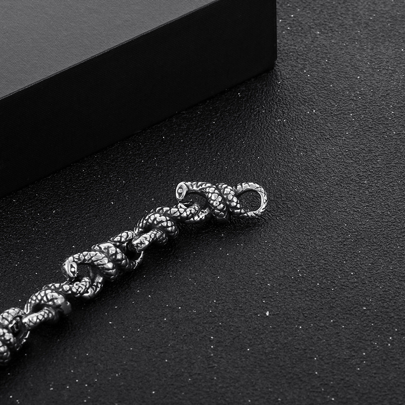 Unique Men's Stainless Steel Link Bracelet - Durable & Stylish Snake Chain - 详情-7 