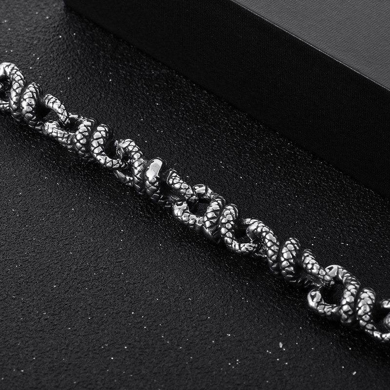 Unique Men's Stainless Steel Link Bracelet - Durable & Stylish Snake Chain - 详情-8 
