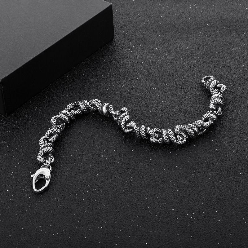 Unique Men's Stainless Steel Link Bracelet - Durable & Stylish Snake Chain - 详情-9 