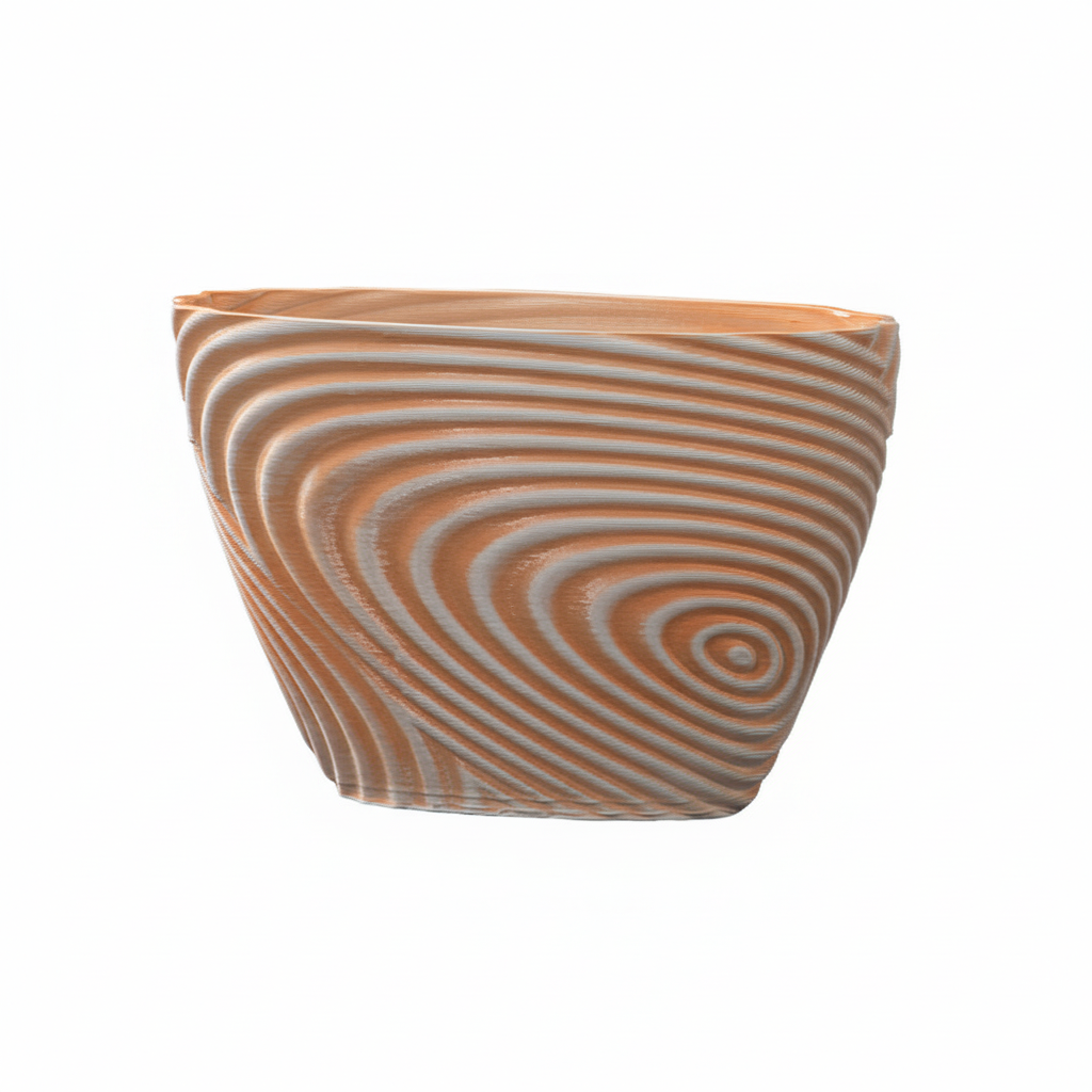 3D Printed Ceramic Vase | Abstract Swirl Design | Beige and Grey Modern Decorative Flower Pot