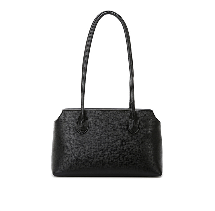 Black Leather Women's Laptop Tote Bag, Professional Shoulder Handbag