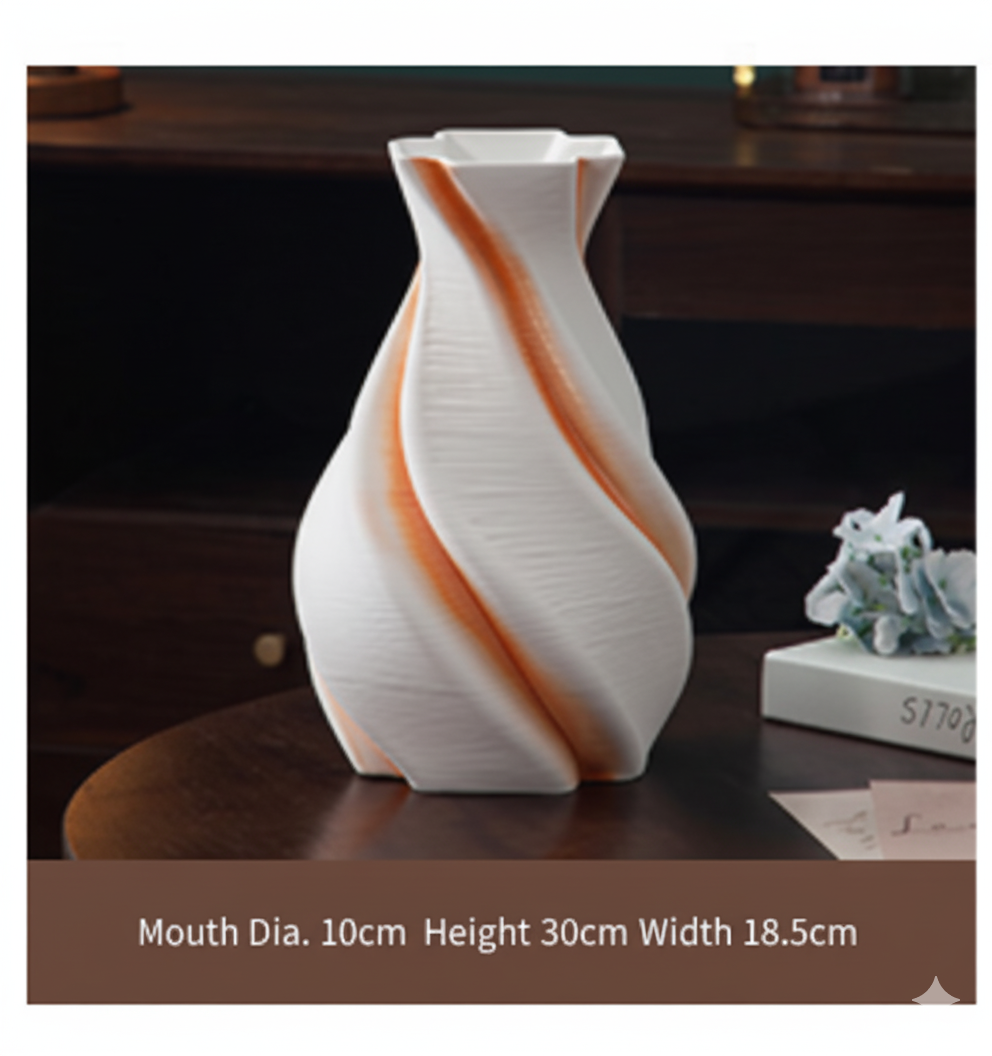 3D Printed Ceramic Twist Vase - Modern & Unique Decorative Accent - show-0830001-6 