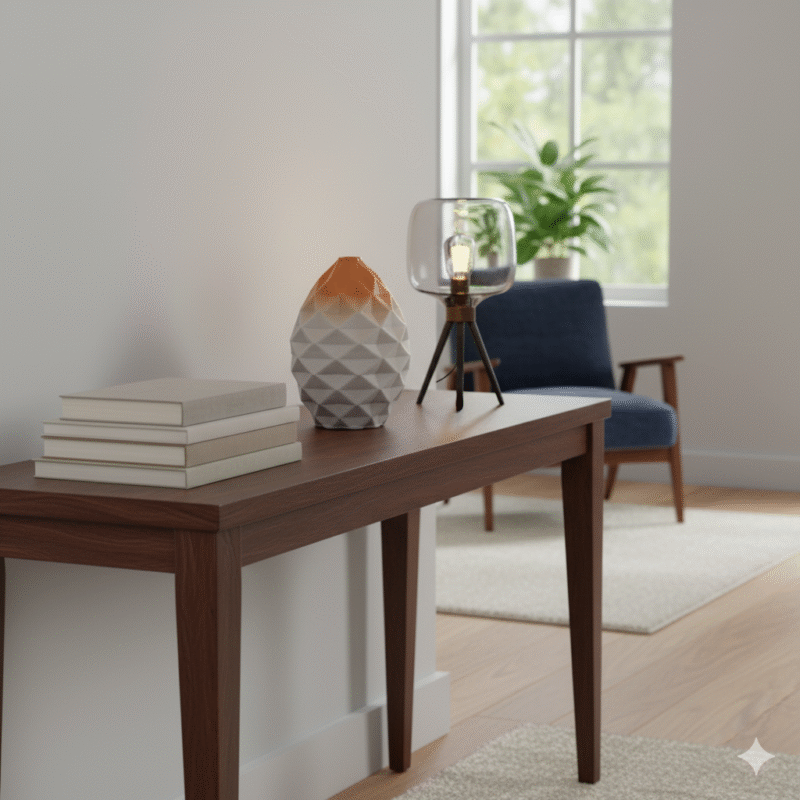3D Printed Ceramic Vase with Geometric Design - Ombre Orange