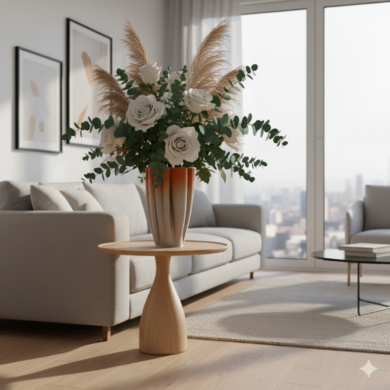3D Printed Ombre Ceramic Vase - Modern Wavy Design Home Decor