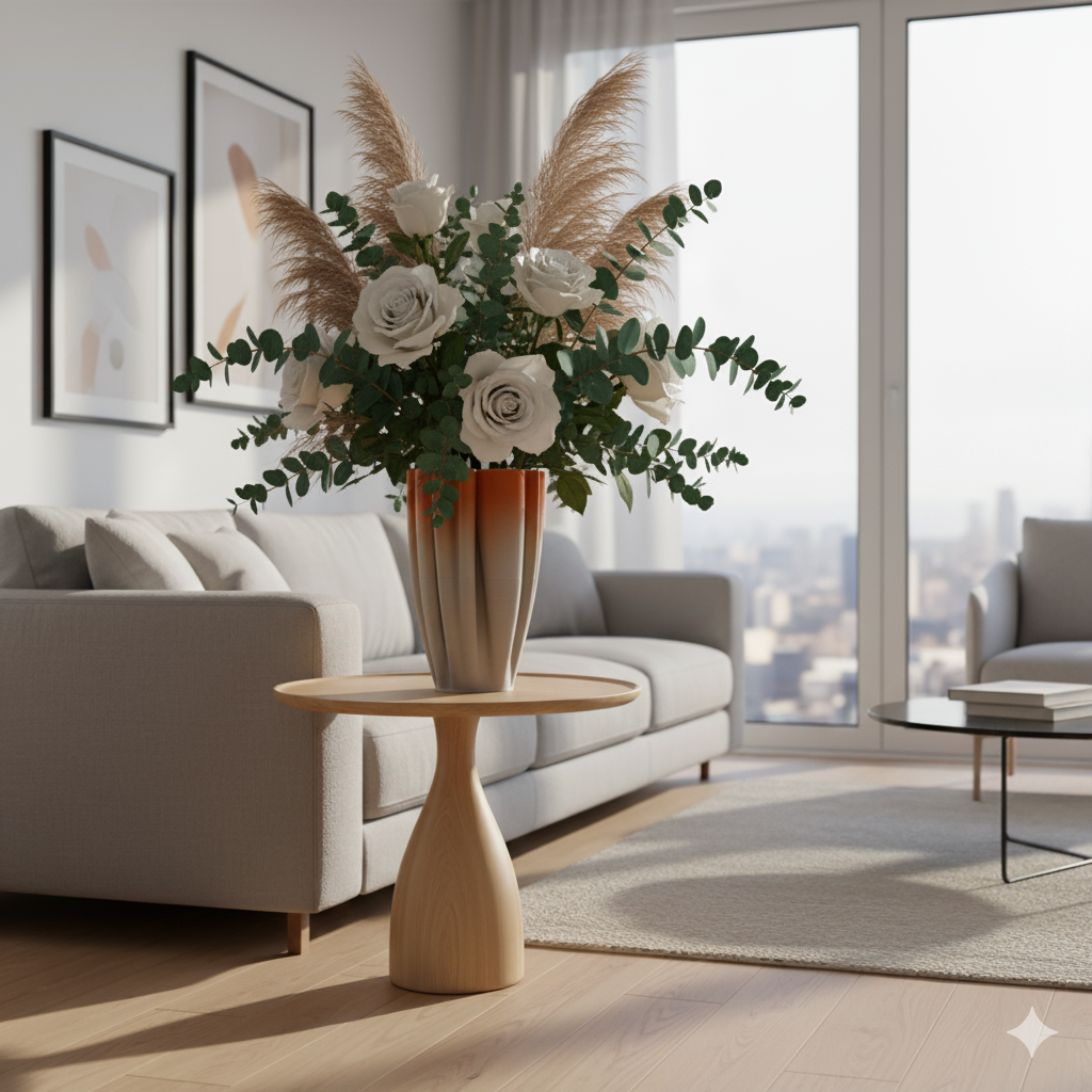 3D Printed Ombre Ceramic Vase - Modern Wavy Design Home Decor - show-250830004-2 