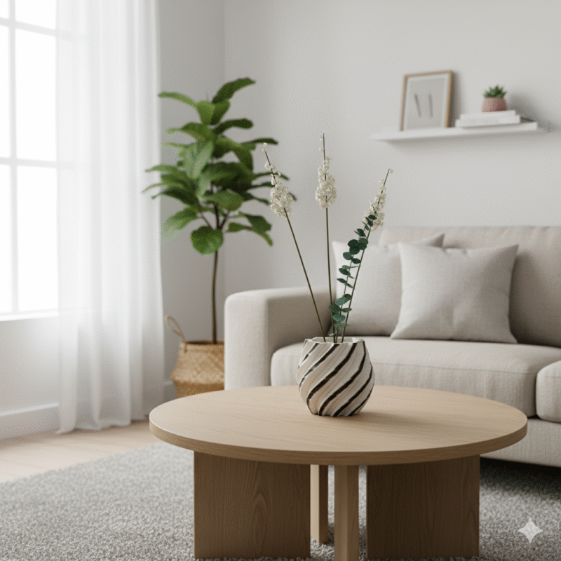 3D Printed Ceramic Abstract Striped Vase - Modern Home Decor Planter