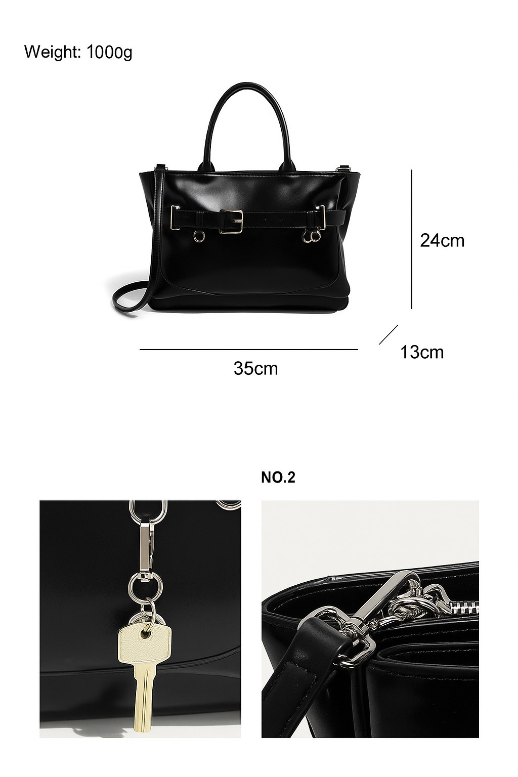 Formal Black Top Handle Bag for Women - Chic Structured Tote - size-0802002 