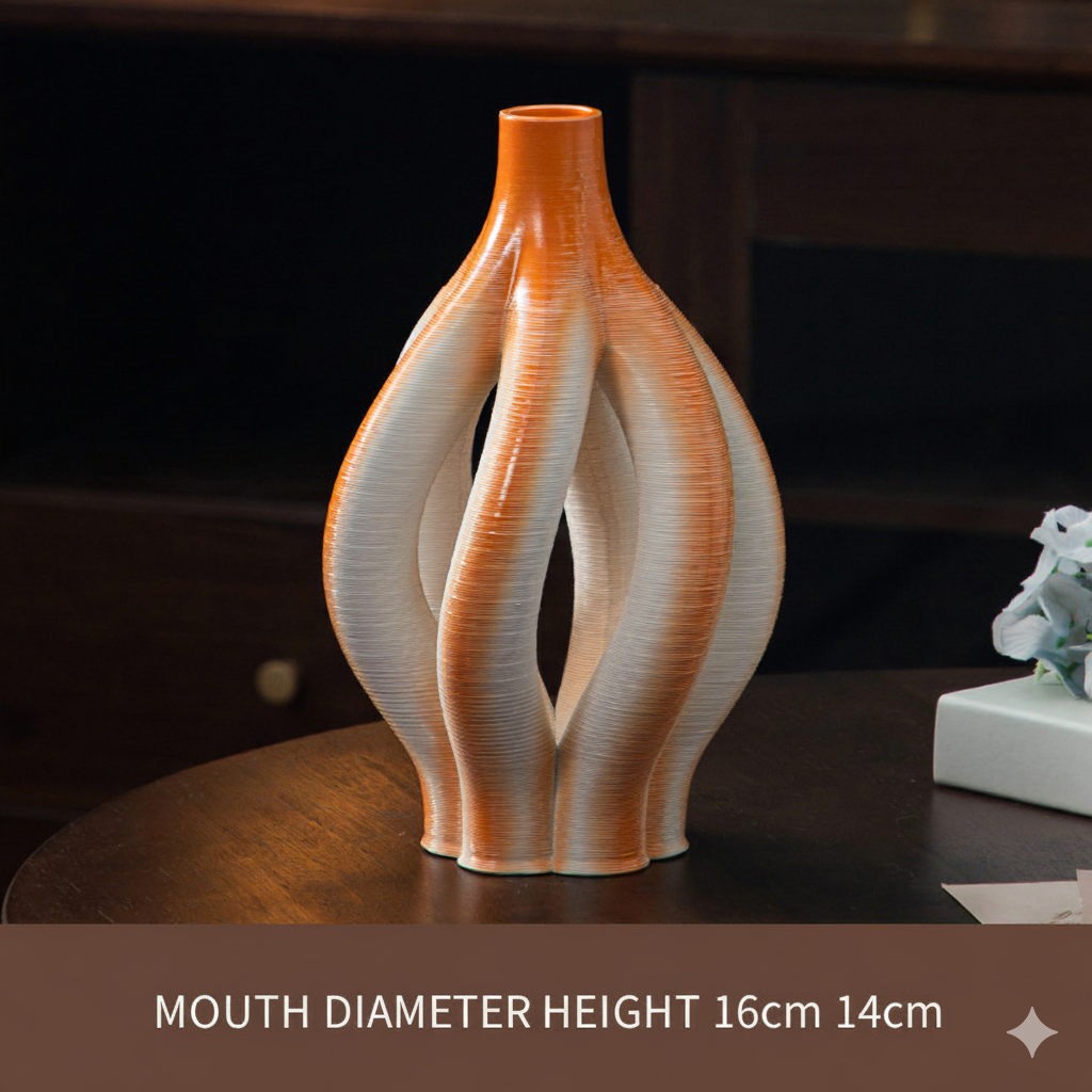 A Vibrant Twist: 3D-Printed Ceramic Vase - size-250830005-1 
