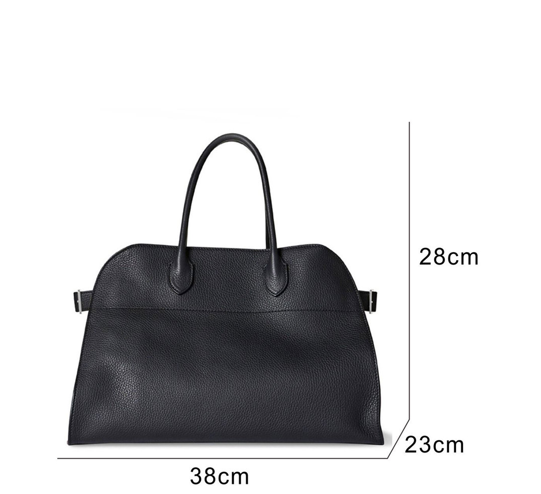 Black Suede Women's Structured Dome Handbag, Professional Laptop Tote - size-详情-3 