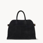 Black Suede Women’s Structured Dome Handbag, Professional Laptop Tote