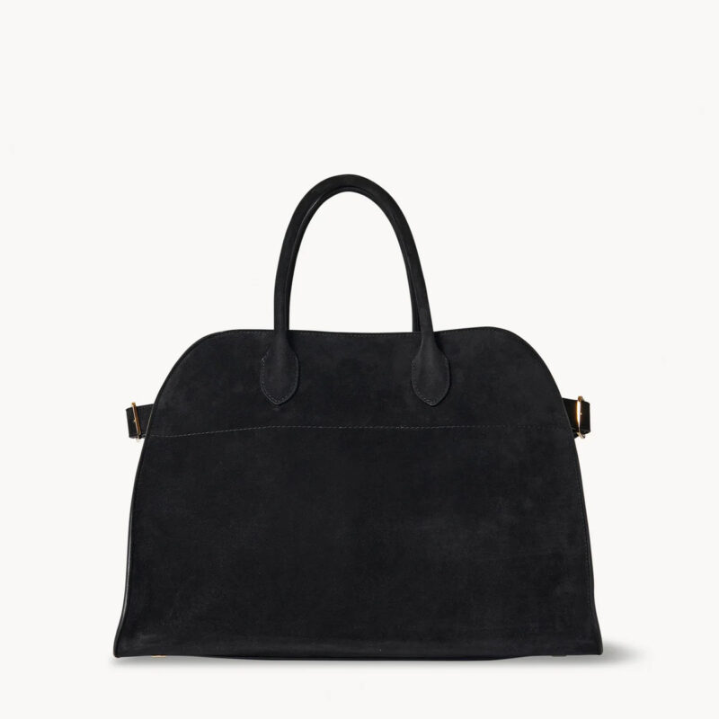 Black Suede Women's Structured Dome Handbag, Professional Laptop Tote