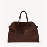 Dark Brown Suede Women’s Structured Dome Handbag, Professional Laptop Tote