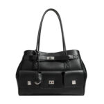 Large Women’s Black Leather Tote Bag – Spacious & Stylish Shoulder Handbag