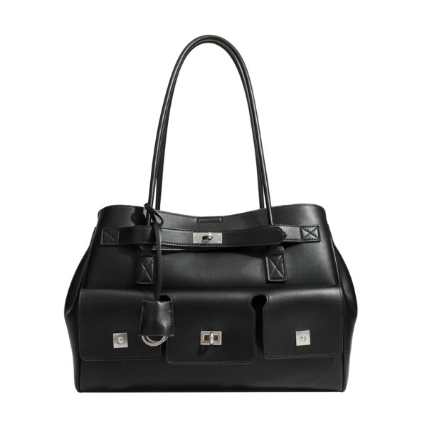 Large Women's Black Leather Tote Bag - Spacious & Stylish Shoulder Handbag