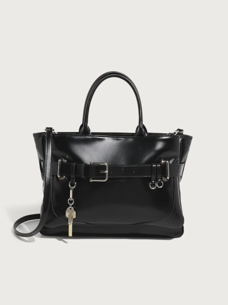 Formal Black Top Handle Bag for Women - Chic Structured Tote