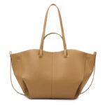 Tan Leather Women’s Laptop Tote Bag, Slouchy Work Shoulder Bag