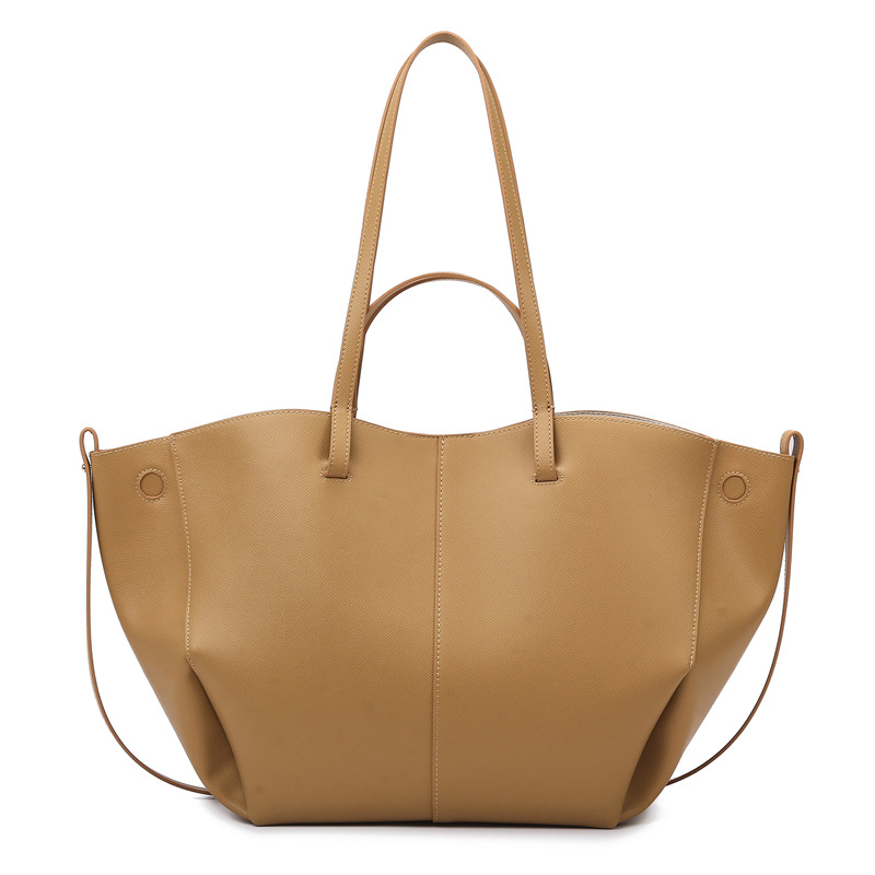 Tan Leather Women's Laptop Tote Bag, Slouchy Work Shoulder Bag