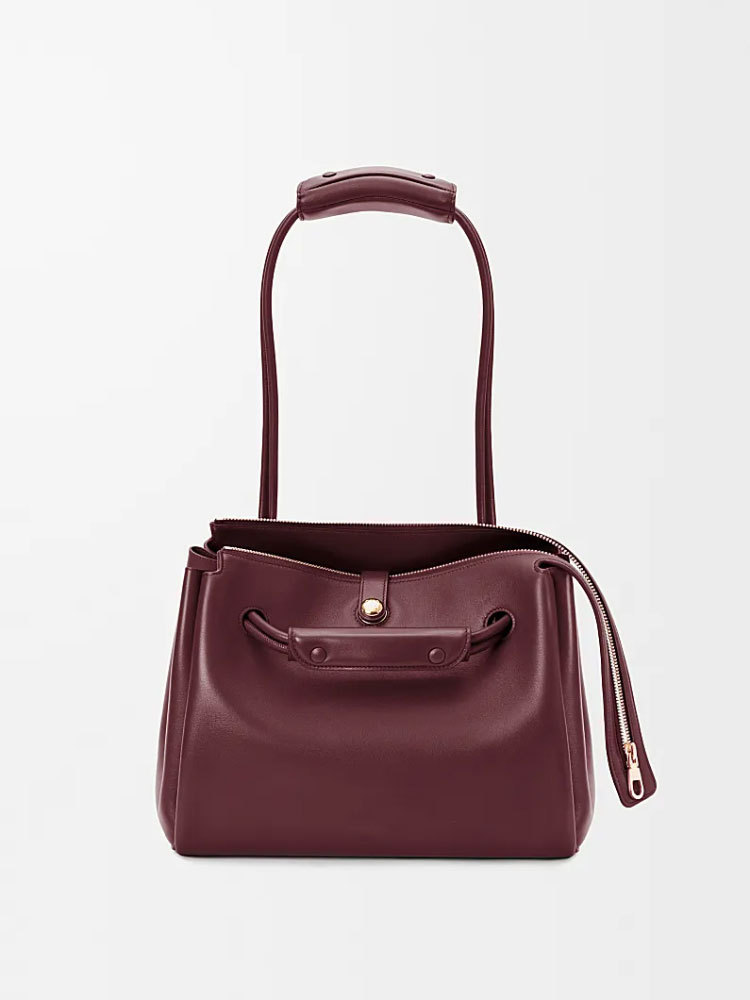 Burgundy Leather Women's Laptop Tote Bag, Professional Work Handbag