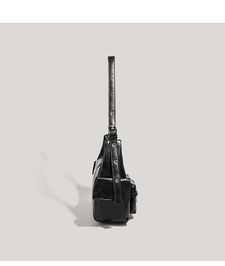 Casual Chic Black Shoulder Bag for Women - Multi-Pocket Hobo Style - 详情-17 