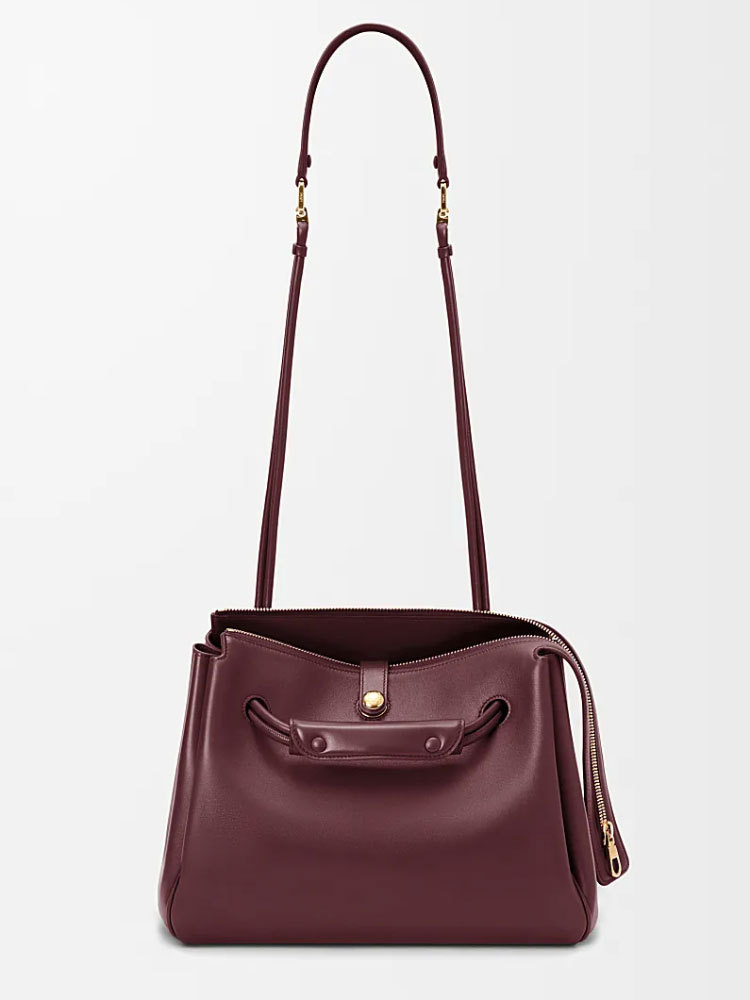 Burgundy Leather Women's Laptop Tote Bag, Professional Work Handbag - 详情-18-1 