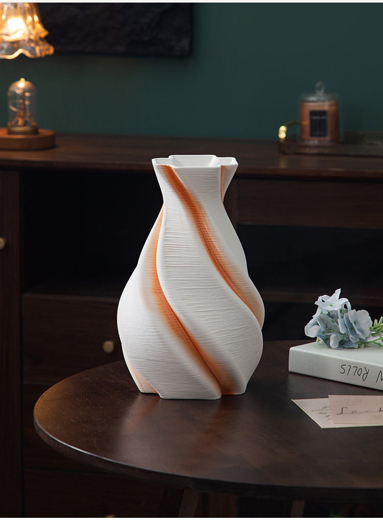 3D Printed Ceramic Twist Vase - Modern & Unique Decorative Accent