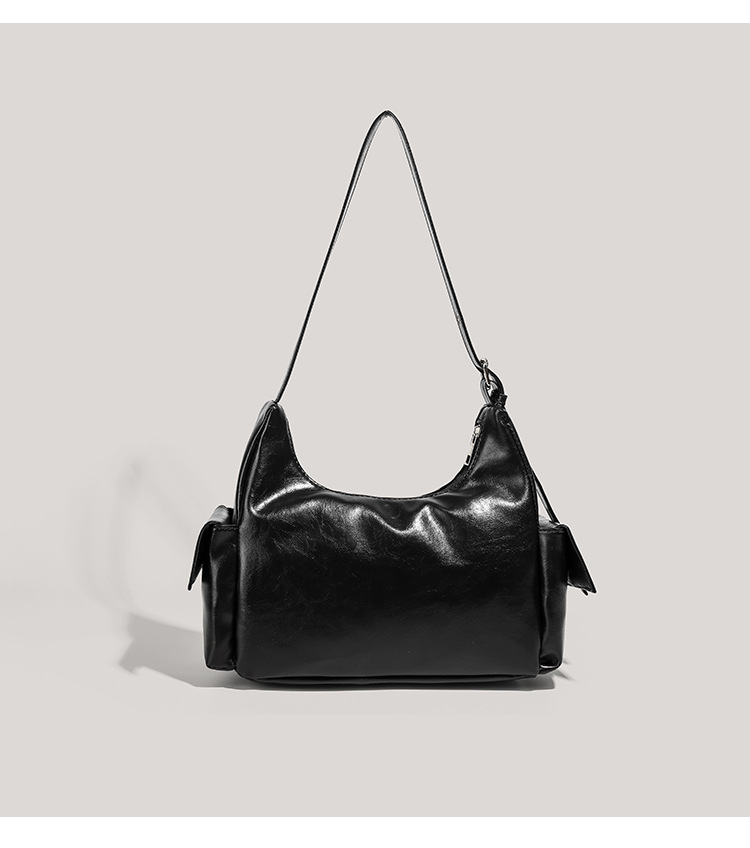 Casual Chic Black Shoulder Bag for Women - Multi-Pocket Hobo Style - 详情-18 