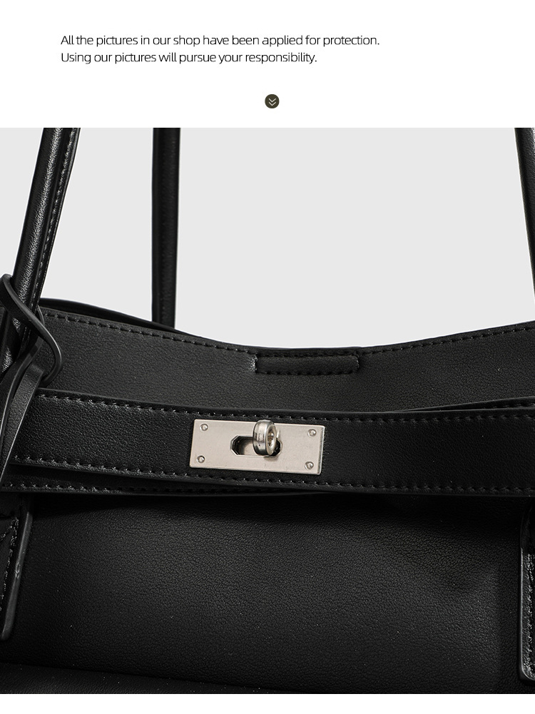 Large Women's Black Leather Tote Bag - Spacious & Stylish Shoulder Handbag - 详情-19 
