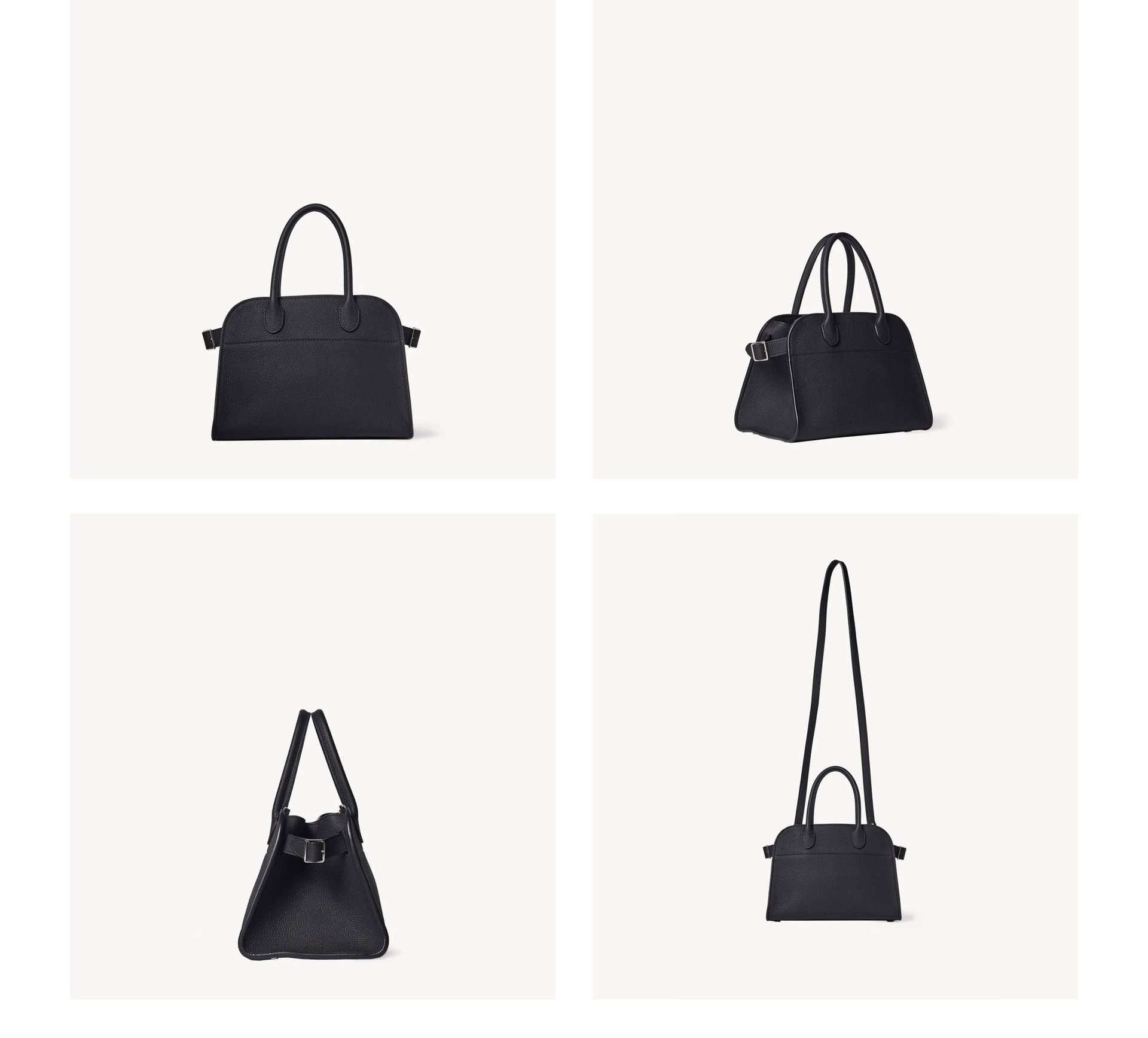 Black Suede Women's Structured Dome Handbag, Professional Laptop Tote - 详情-7-1 