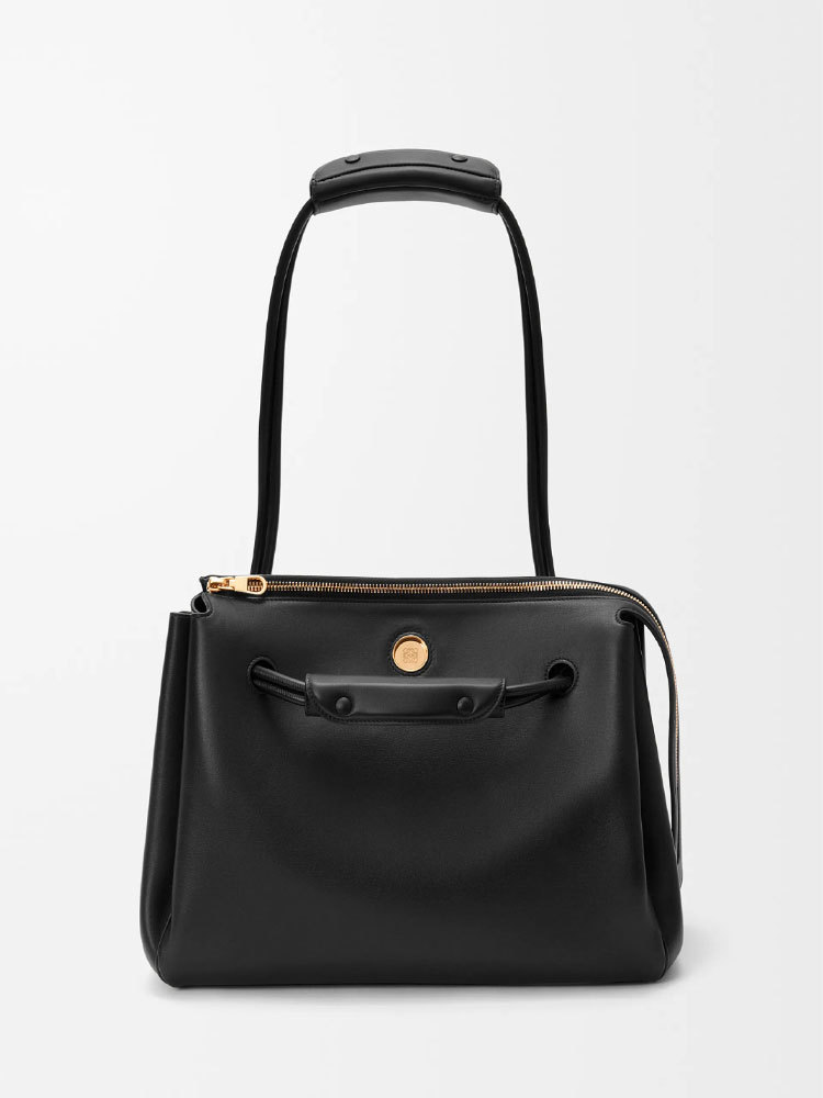 Black Leather Women's Laptop Tote Bag, Modern Work Handbag - 详情-8-1 