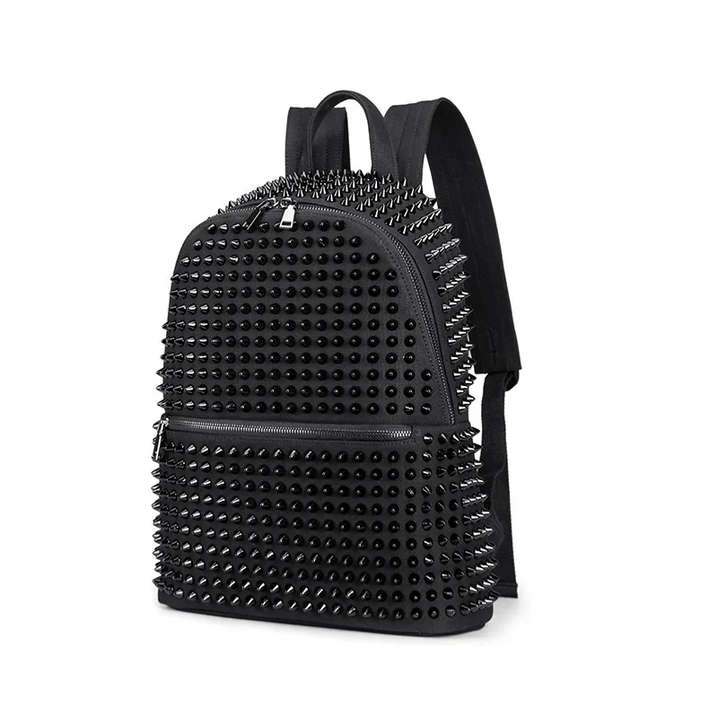 Fashion Female Women Backpacks Rivet Black Soft Washed Leather Bag Schoolbags Girls Punk Bags Travel Zipper Drop Ship