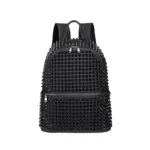 Fashion Female Women Backpacks Rivet Black Soft Washed Leather Bag Schoolbags Girls Punk Bags Travel Zipper Drop Ship