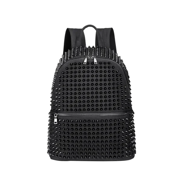 Fashion Female Women Backpacks Rivet Black Soft Washed Leather Bag Schoolbags Girls Punk Bags Travel Zipper Drop Ship